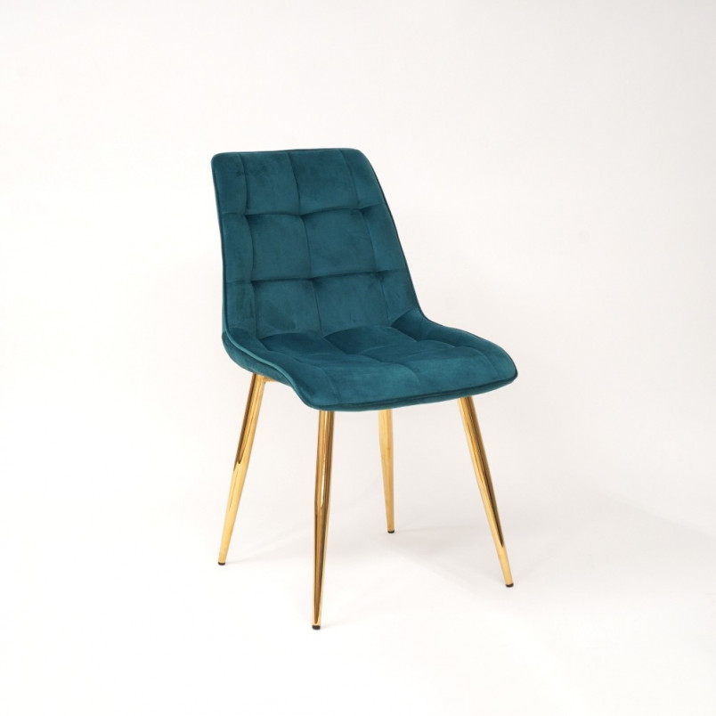 Krzesło welurowe Chic Velvet 85 turkusowy/złoty - Outlet [89 PLN]