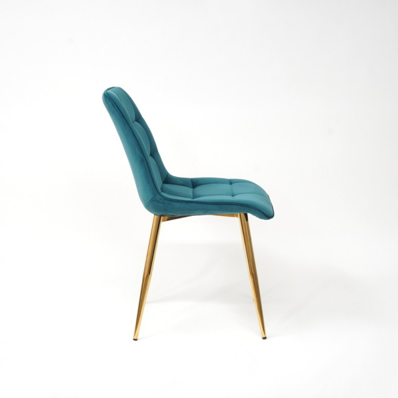 Krzesło welurowe Chic Velvet 85 turkusowy/złoty - Outlet [89 PLN]