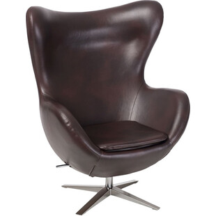 Fotel z podnóżniem Jajo Leather Ciemny brąz D2.Design