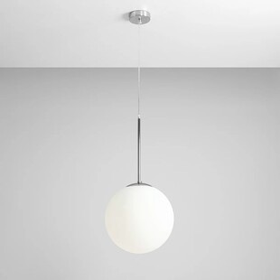 Lampa wisząca szklana kula Bosso Chrome 30cm biała Aldex