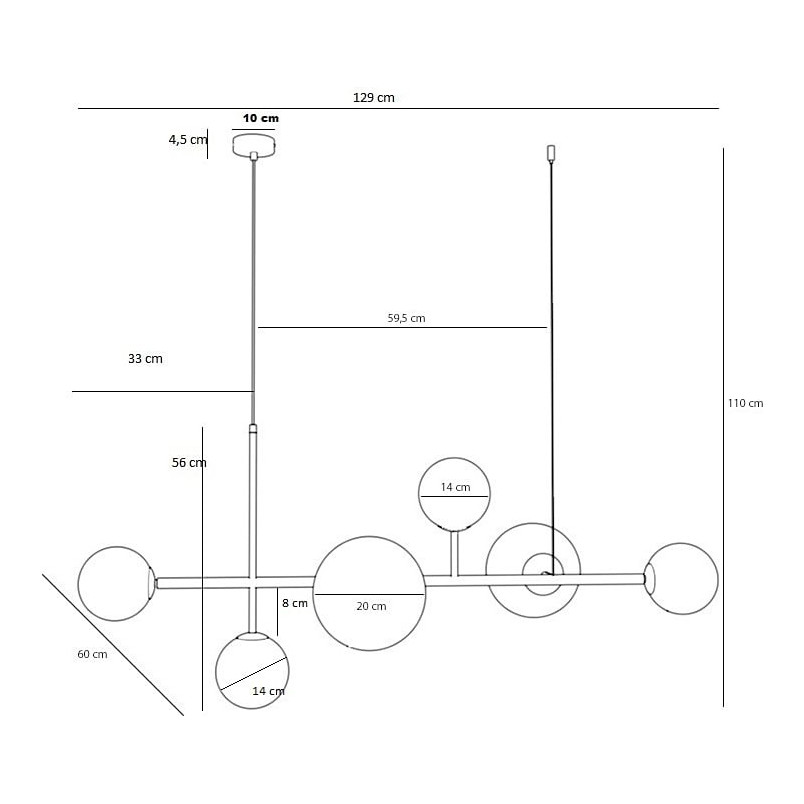 Lampa wisząca Dione VI biała Aldex - nowoczesny design