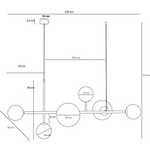 Lampa Wisząca Dione VI | Aldex | Biało-Mosiężna | Sklep Lamp