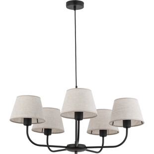 Żyrandol wiszący z 5 abażurami Chicago 70cm beżowo-czarny TK Lighting
