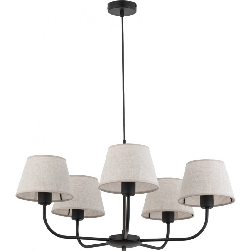 Żyrandol Chicago 5 abażurów beżowo-czarny TK Lighting | Salon