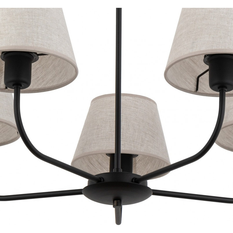 Żyrandol Chicago 5 abażurów beżowo-czarny TK Lighting | Salon