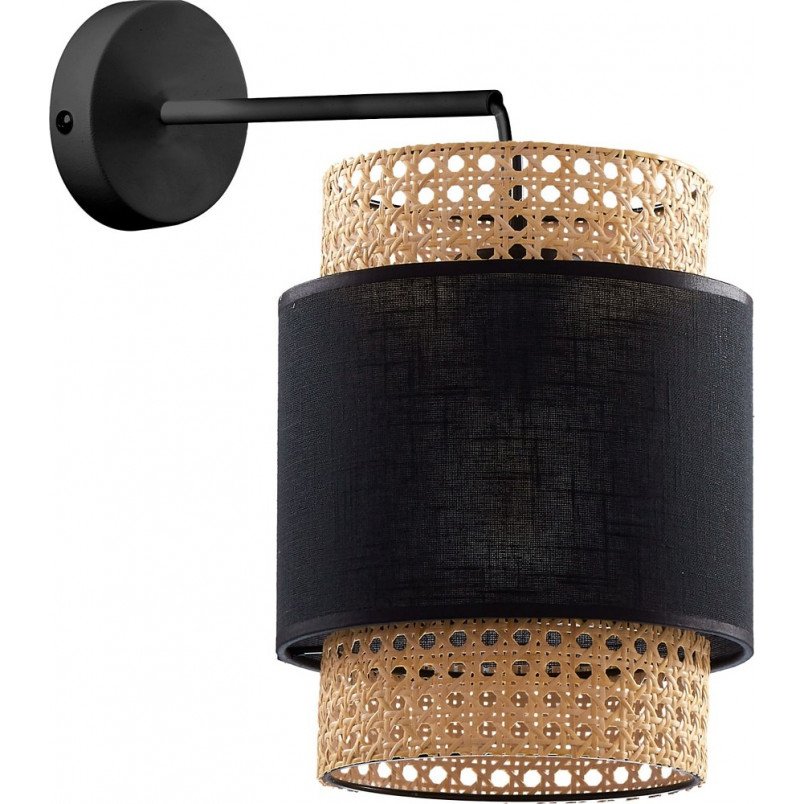 Kinkiet Rattanowy Boho Czarny TK Lighting | Stylowe Oświetlenie