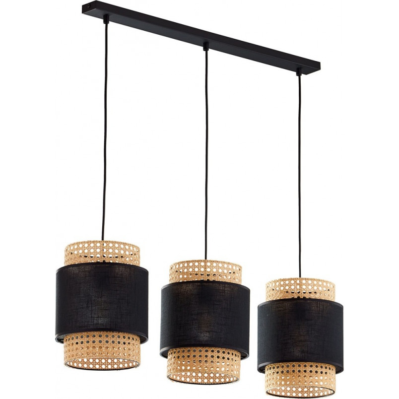 Lampa Wisząca Rattanowa Boho III 80cm Czarna - TK Lighting