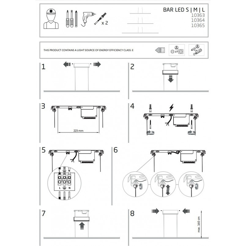 Lampa wisząca LED Bar 150cm czarna | Nowodvorski