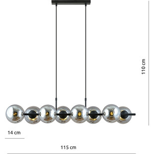 Lampa wisząca RORY VIII - grafit/czarny | Emibig