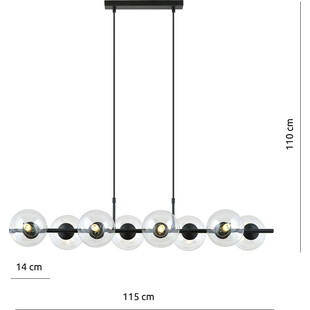 Lampa wisząca Emibig Rory VIII - 8 kloszy szklanych, 115cm
