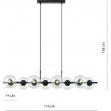 Lampa wisząca Emibig Rory VIII - 8 kloszy szklanych, 115cm