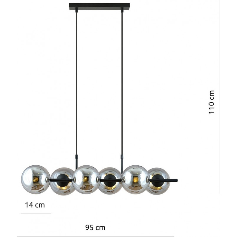 Lampa Wisząca Emibig Rory VI - Szklane Kule, Grafit/Czarny