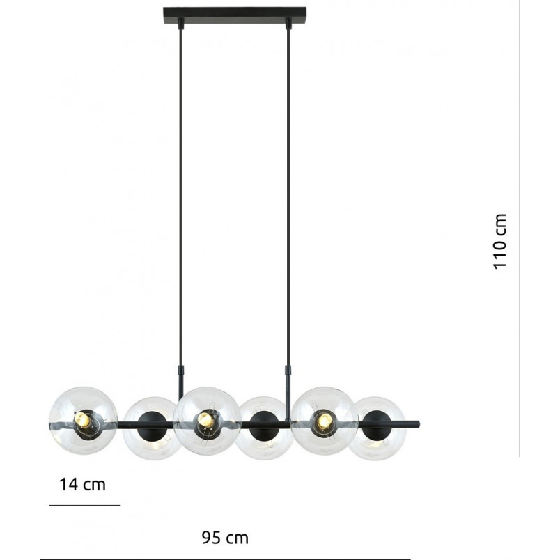Lampa wisząca RORY - 6 szklanych kul | Emibig
