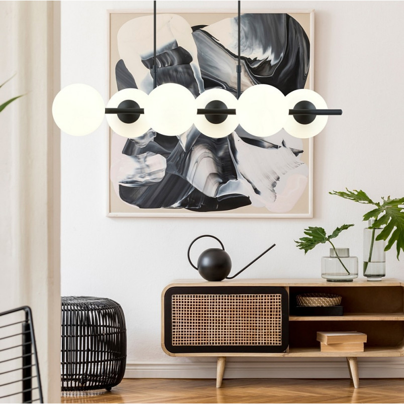 Lampa wisząca Emibig Rory VI - 6 kulek, białe szkło