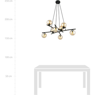 Lampa wisząca Essa VIII - szklane kule, miodowy/czarny | Emibig