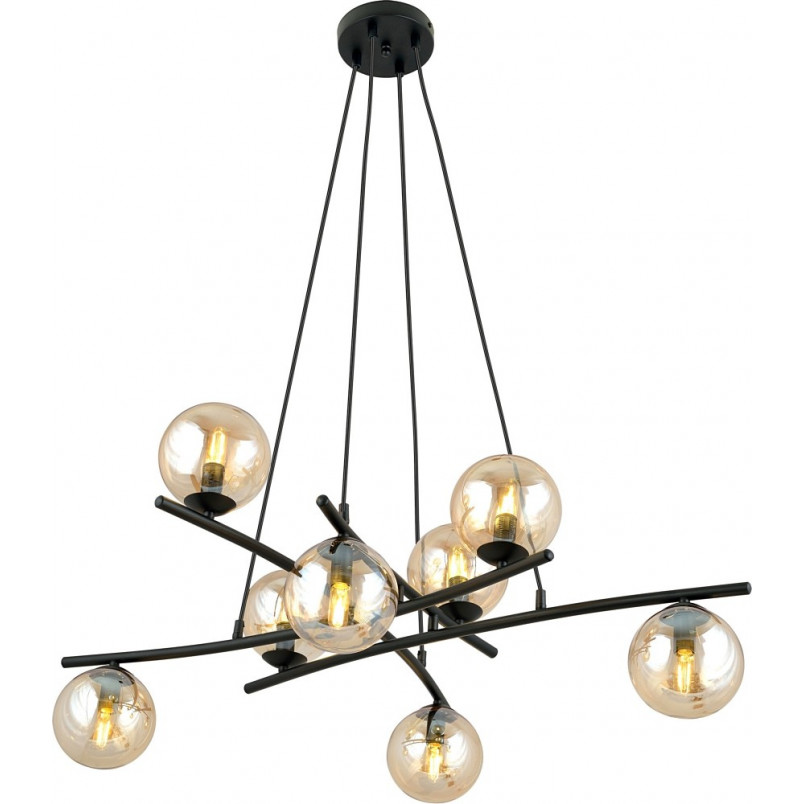 Lampa wisząca Essa VIII - szklane kule, miodowy/czarny | Emibig