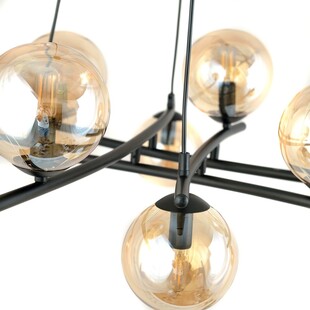 Lampa wisząca Essa VIII - szklane kule, miodowy/czarny | Emibig