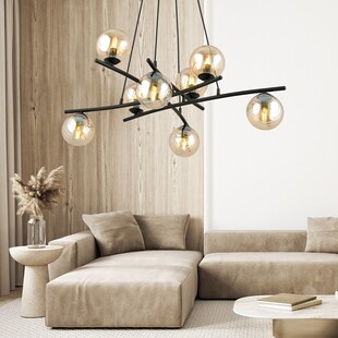 Lampa wisząca Essa VIII - szklane kule, miodowy/czarny | Emibig