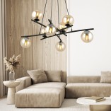 Lampa wisząca Essa VIII - szklane kule, miodowy/czarny | Emibig