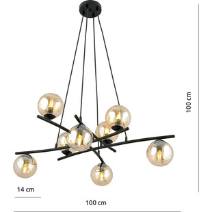 Lampa wisząca Essa VIII - szklane kule, miodowy/czarny | Emibig