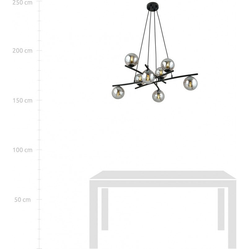 Lampa wisząca Essa VIII - szklane kule, grafit/czarny | Emibig