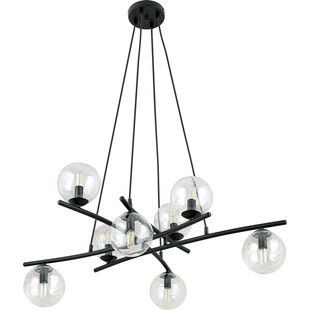 Lampa wisząca szklane kule nowoczesne Essa VIII 100cm przeźroczysty / czarny Emibig