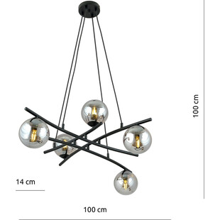 Lampa wisząca Essa V - Szklane kule, grafit/czarny | Emibig