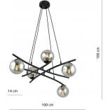 Lampa wisząca Essa V - Szklane kule, grafit/czarny | Emibig