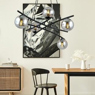 Lampa wisząca Essa V - Szklane kule, grafit/czarny | Emibig