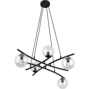 Lampa wisząca szklane kule nowoczesne Essa V 100cm przeźroczysty / czarny Emibig