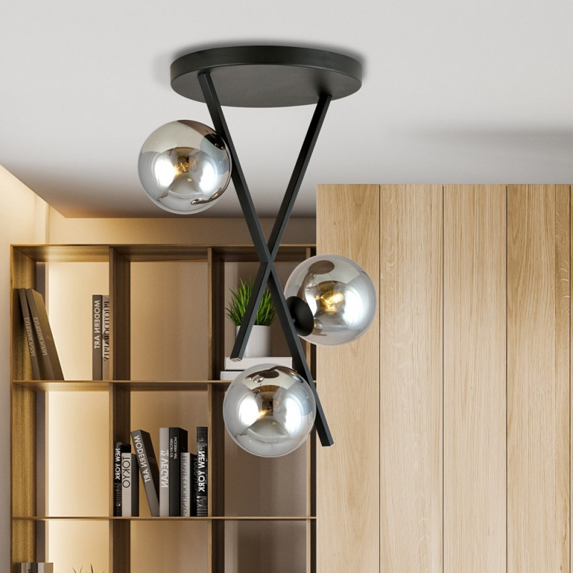 Lampa Sufitowa River III - Emibig | Szklane Kule, Grafit