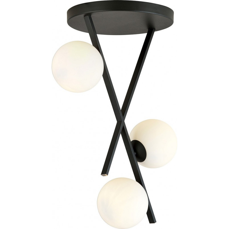 Lampa Sufitowa River III - Szkło Opal/Czarny | Emibig