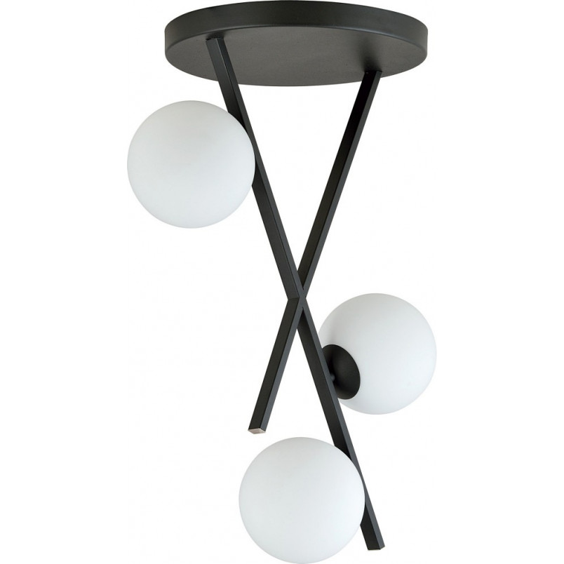 Lampa Sufitowa River III - Szkło Opal/Czarny | Emibig