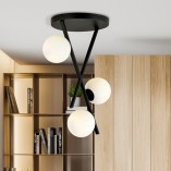 Lampa Sufitowa River III - Szkło Opal/Czarny | Emibig