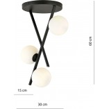 Lampa Sufitowa River III - Szkło Opal/Czarny | Emibig