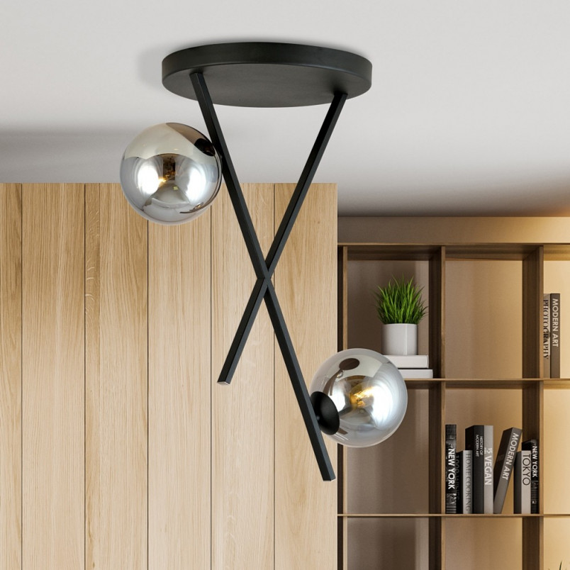 Lampa Sufitowa River II - Szklane Kule, Grafit/Czarny | Emibig