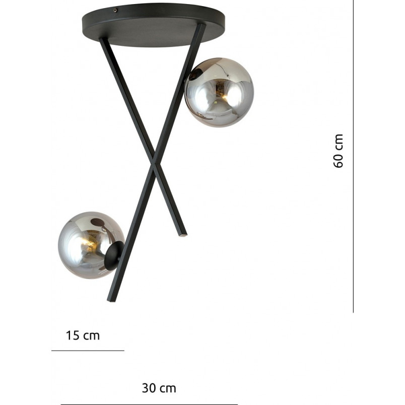 Lampa Sufitowa River II - Szklane Kule, Grafit/Czarny | Emibig