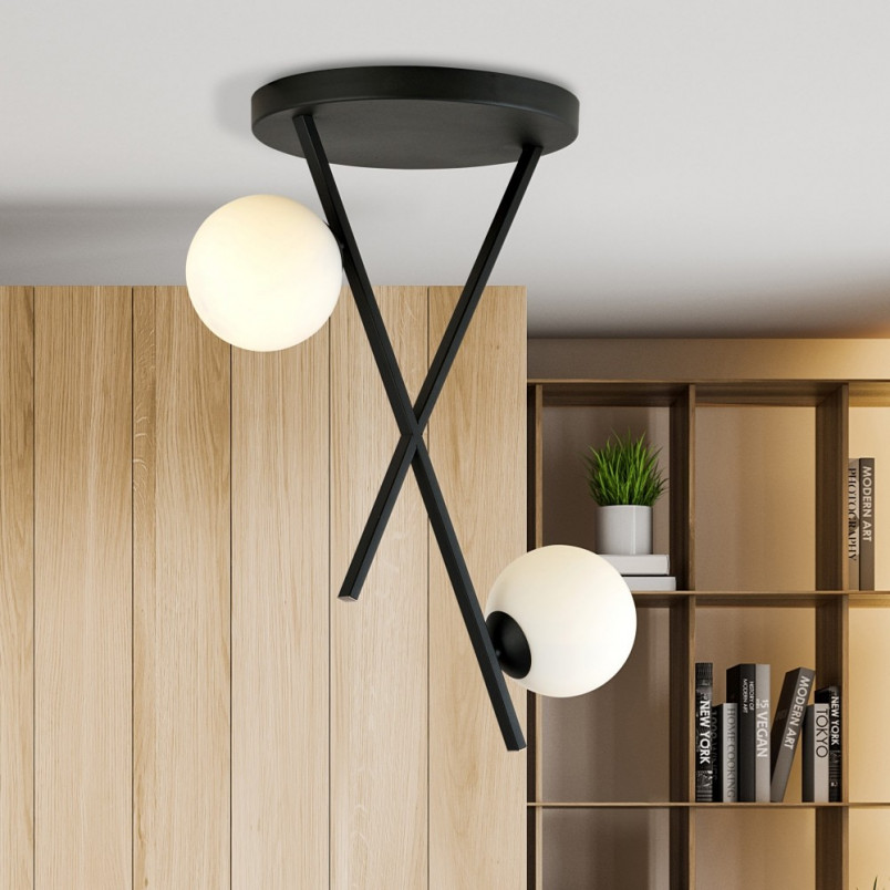 Lampa Sufitowa River II Emibig - Szkło Opal/Czarny | Kup Teraz
