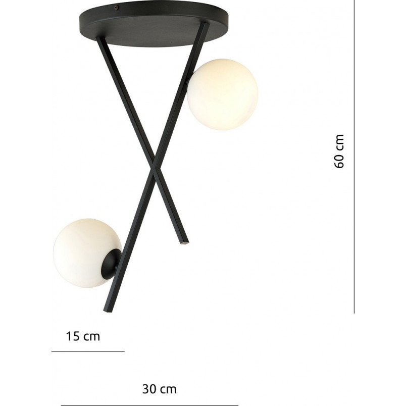 Lampa Sufitowa River II Emibig - Szkło Opal/Czarny | Kup Teraz