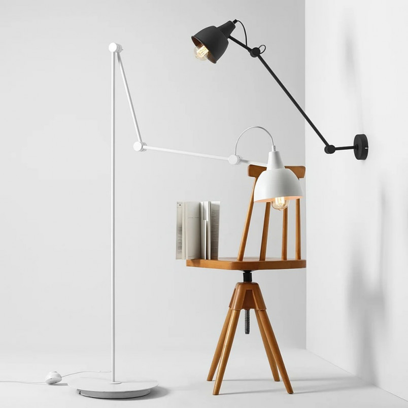 Lampa podłogowa skandynawska Aida biała Aldex