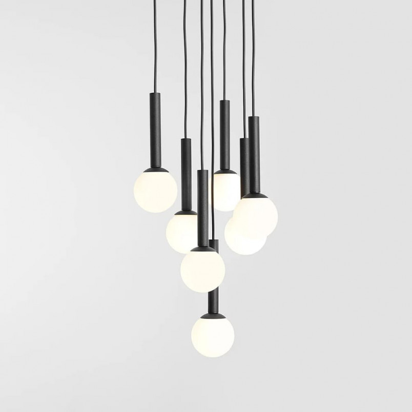 Lampa wisząca Riu VII - czarno-białe kule szklane | Aldex