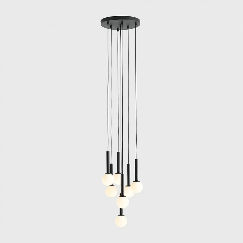 Lampa wisząca Riu VII - czarno-białe kule szklane | Aldex