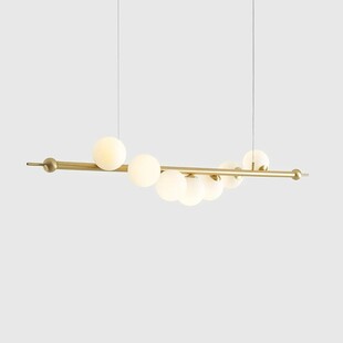 Lampa glamour szklane kule Wave Brass VII 168cm mosiądz / biały Aldex