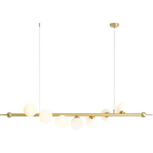 Lampa glamour szklane kule Wave Brass VII 168cm mosiądz / biały Aldex