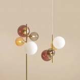 Lampa podłogowa Bloom - szklane kule, mosiądz | Aldex