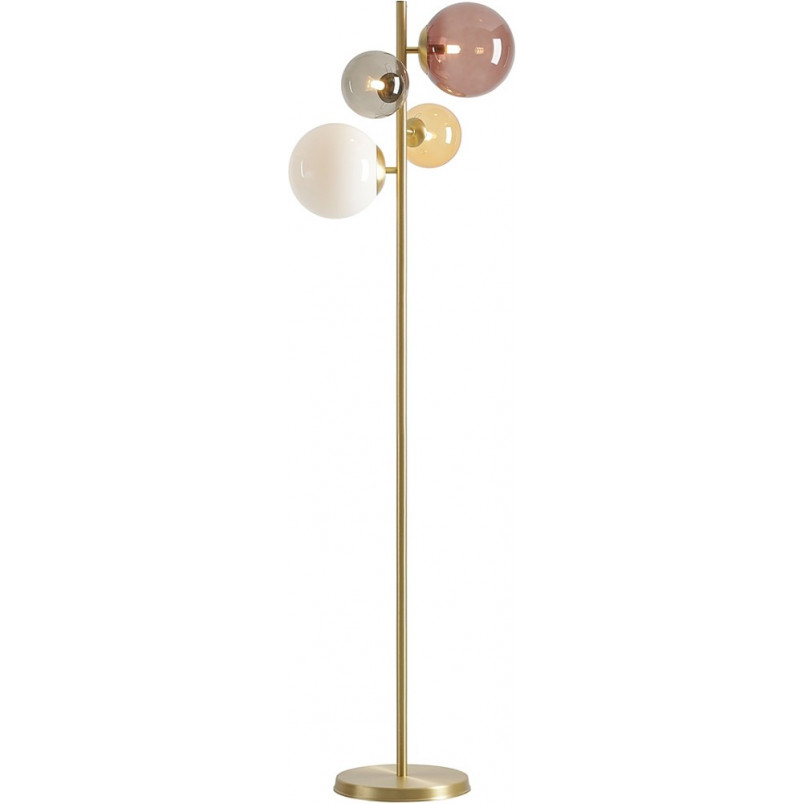 Lampa podłogowa Bloom - szklane kule, mosiądz | Aldex