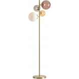 Lampa podłogowa Bloom - szklane kule, mosiądz | Aldex