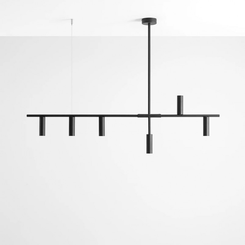 Lampa wisząca podłużna Trevo VI 126cm czarna Aldex