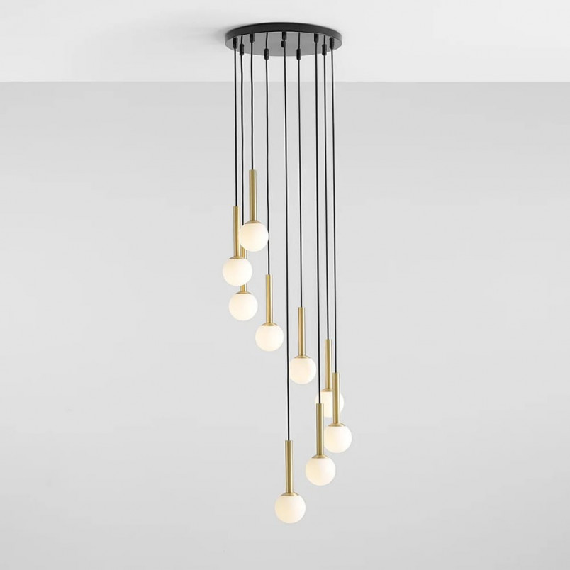 Lampa wisząca Riu IX - szkło, mosiądz | Aldex