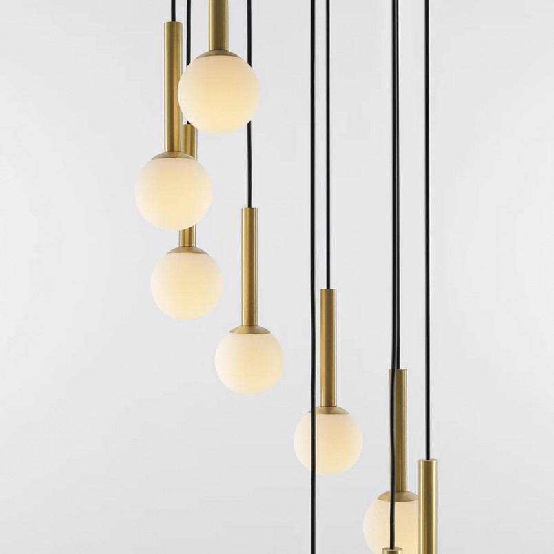 Lampa wisząca Riu IX - szkło, mosiądz | Aldex